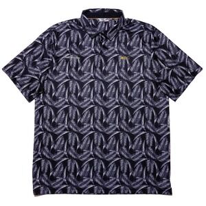 BLACK CLOVER Polo Shirt Puerto Rico Open Golf Black Ferns Palms Floral XL